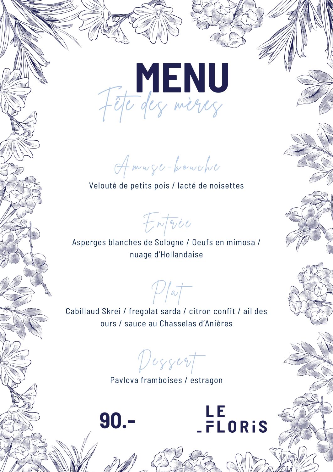 Menu Fête des mères Floris Genève Menu Fête des mères Floris Genève