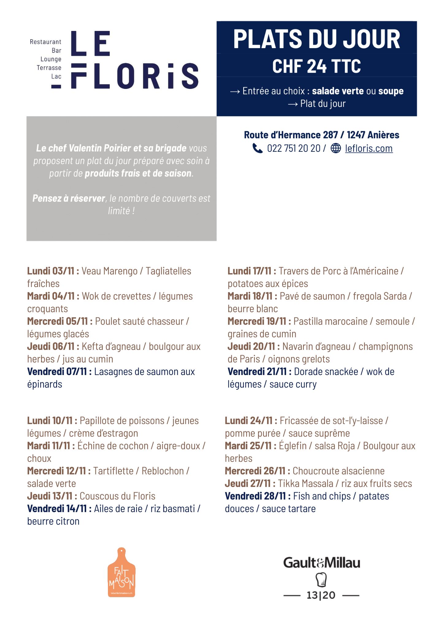 Dish of the Day – Le Floris in Anières, November 2025